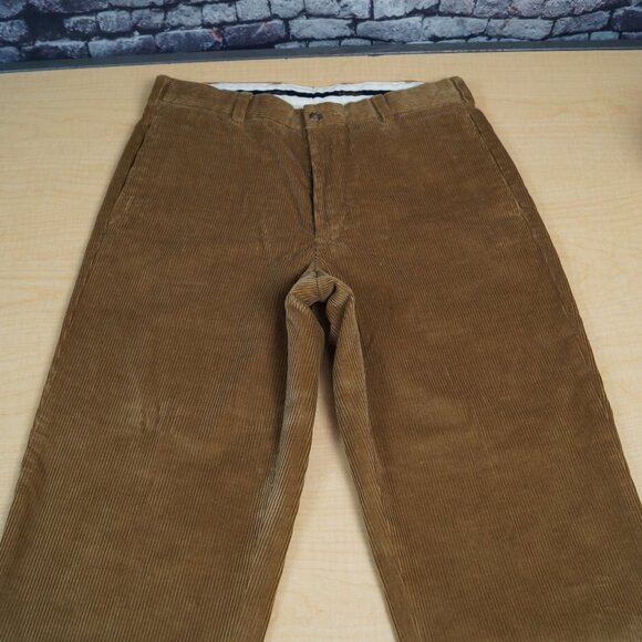 Brooks Brothers Hudson Corduroy Pants Camel Tan Flat Front Trousers Mens 33 x 30 - Picture 2 of 7